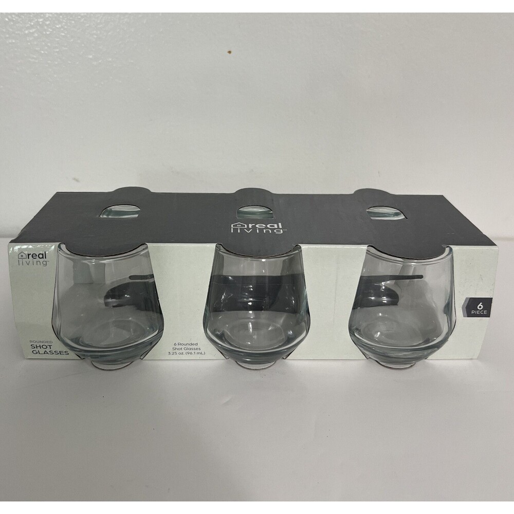 Real Living 6 Rounded Shot Glasses 3.25 oz